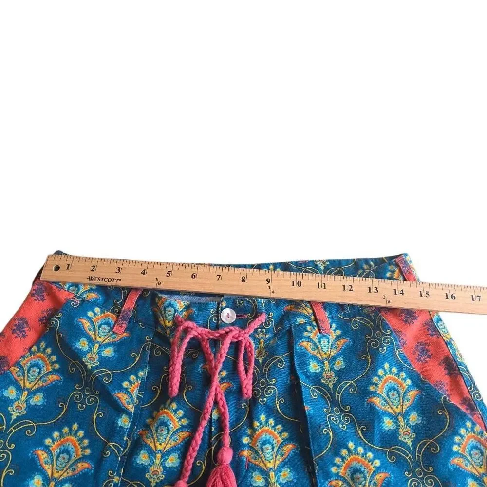 Sundance womens Sz S teal print kalini shorts